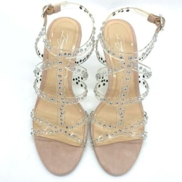 Vince Camuto Womens Imagine  Rhinestone Leather Open Toe Heels Sandals - Picture 4 of 14